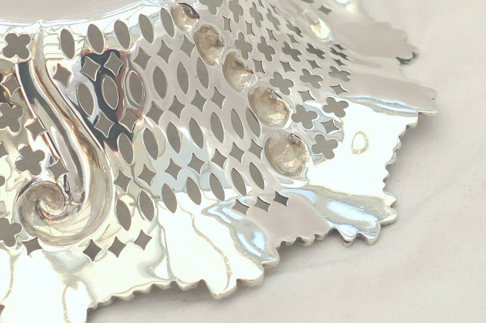 RARE VICTORIAN HM STERLING SILVER PIERCED FRUIT DISH 1894