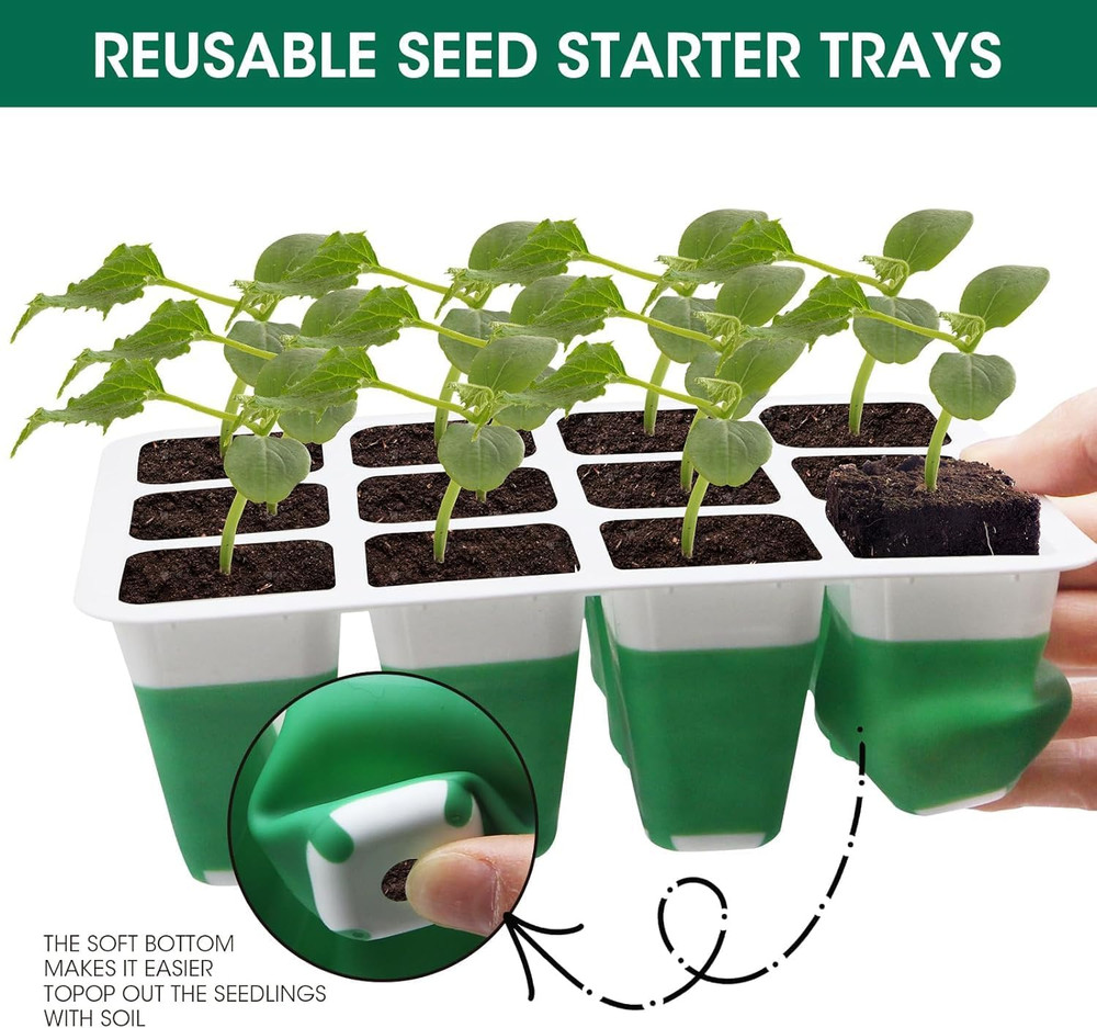 60-Cell Self-Watering Seed Starter Kit with Grow Light - 5-Pack