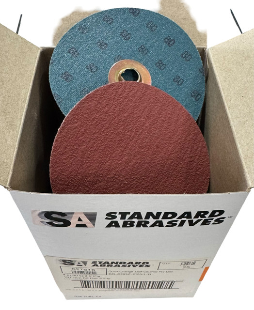 Standard Abrasives 4" Quick Change TSM Sanding Discs 80 Grit Ceramic 25 Pack