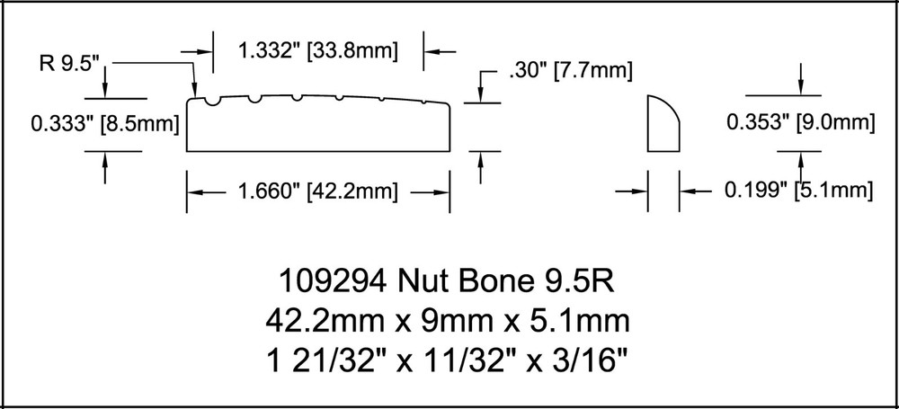 Nut Flat Bottom 1 21/32 42mm Bone S T 9.5r RH
