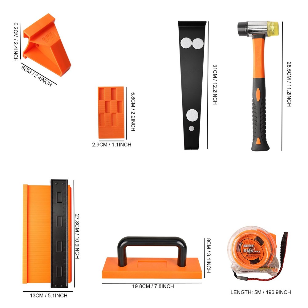65Pcs Flooring Installation Tools Kit with Tapping Block,Pull Bar&Contour Gauges