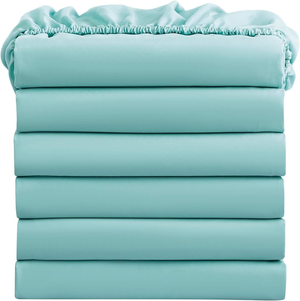 Twin Fitted Sheets, Bulk Pack of 6, Deep Pocket, Soft Microfiber Bottom Sheets
