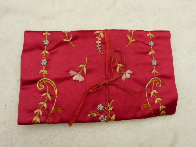 Antique Silk Sewing Needle Case Circa - 1900