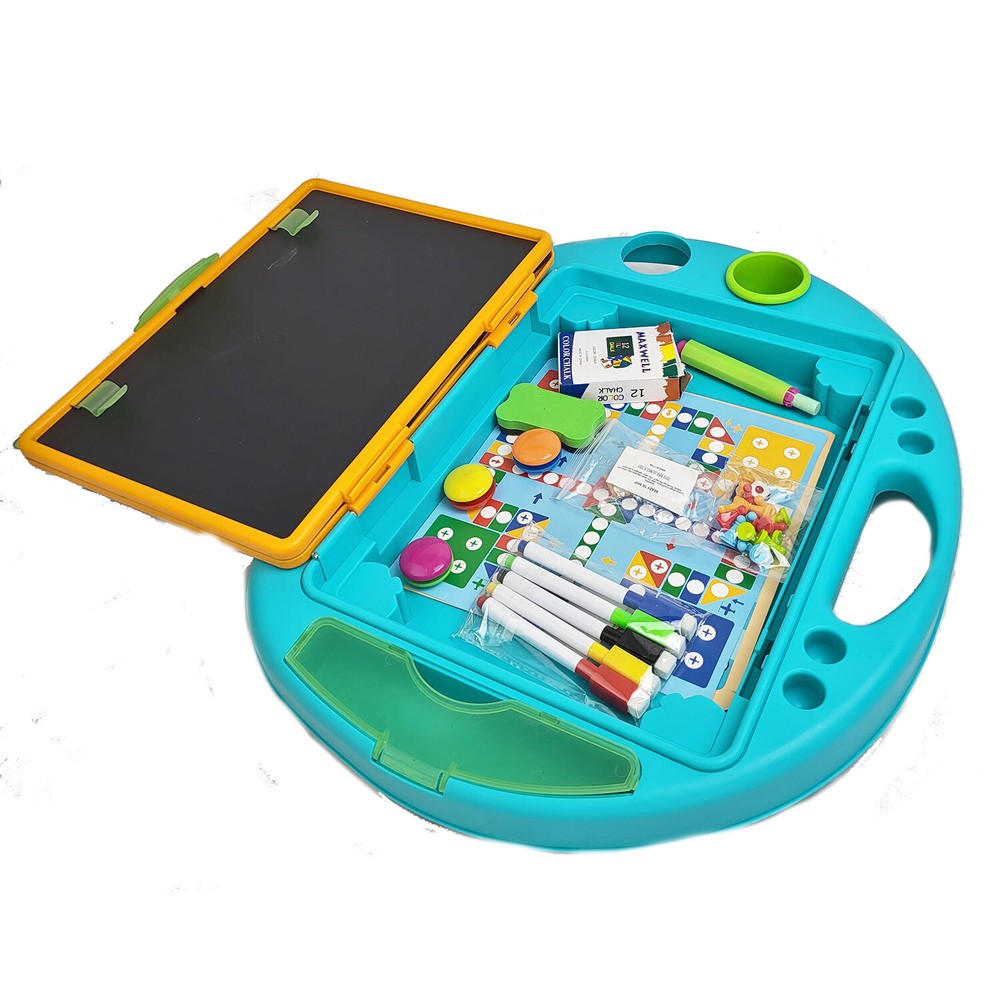 4 in 1 Kids Foldable Double Sided Tabletop Art Easel Set Whiteboard Chalkboard