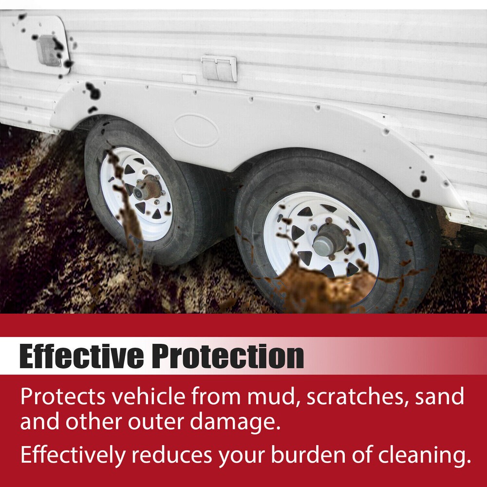 Left & Right Tandem Trailer Fender Skirt In White For RVs Campers And Trailers