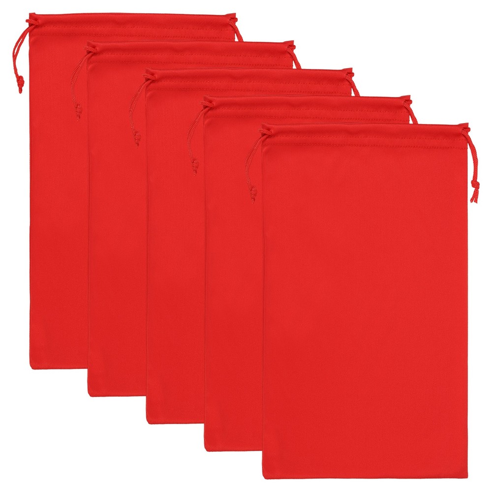 Ski Goggle Bag, 5 Pcs Soft Microfiber Drawstring Pouch, 15cmx25cm, Red