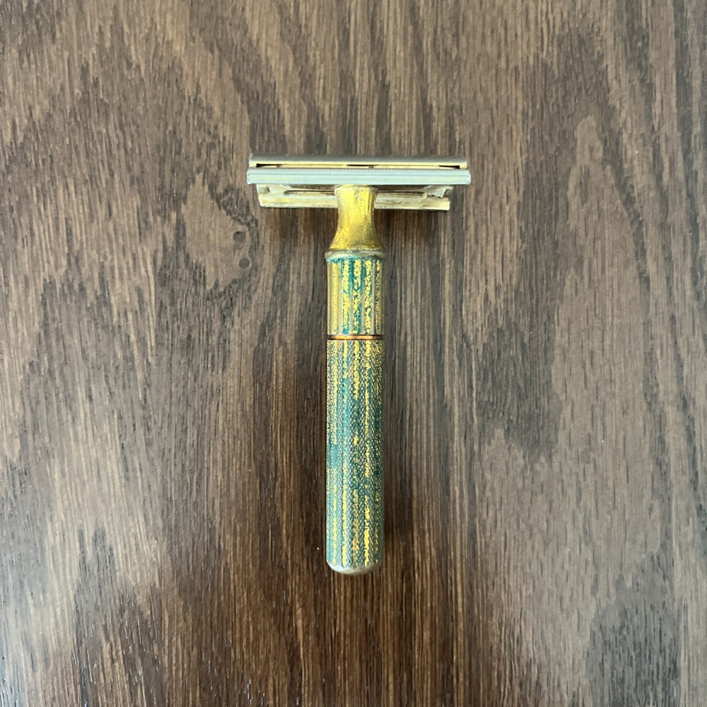 Brass Gillette Tech Fat Handle Safety Razor REGUS PAT ON
