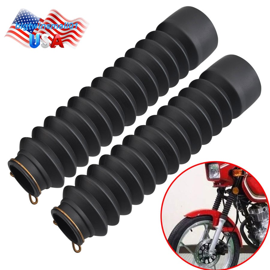 2Pcs Universal Front Rubber Fork Boots Shock Absorber Protector Dust Cover Black