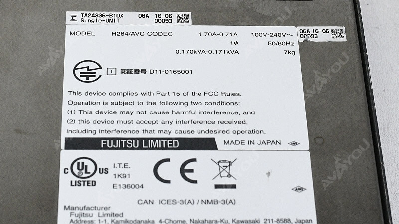 Fujitsu IP-9610 HD/SD Codec Video Encoding H.264 Digital Media Encoder