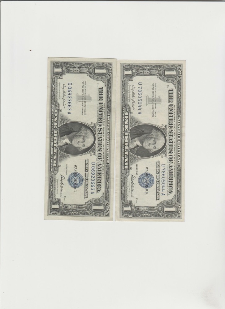 2 Lightly Circulated 1957 Silver Certificate