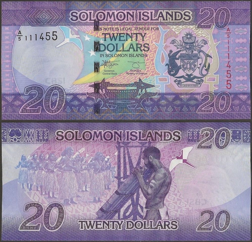 Solomon Islands P34b B223b 20 Dollars 2021 A/5 Prefix @ EBS