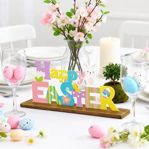 Easter Decorations for Home, Metal Easter Decorations for Table, Indoor Happy