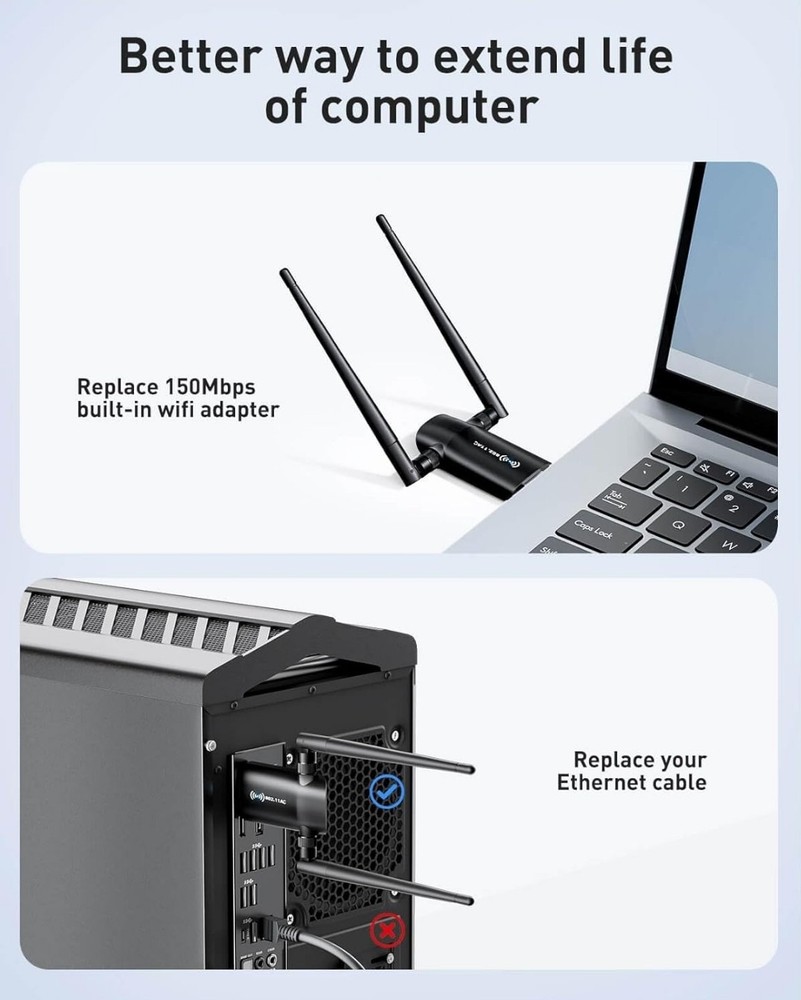 TECHKEY MODEL 6B29 DUAL BAND WIRELESS USB ADAPTER