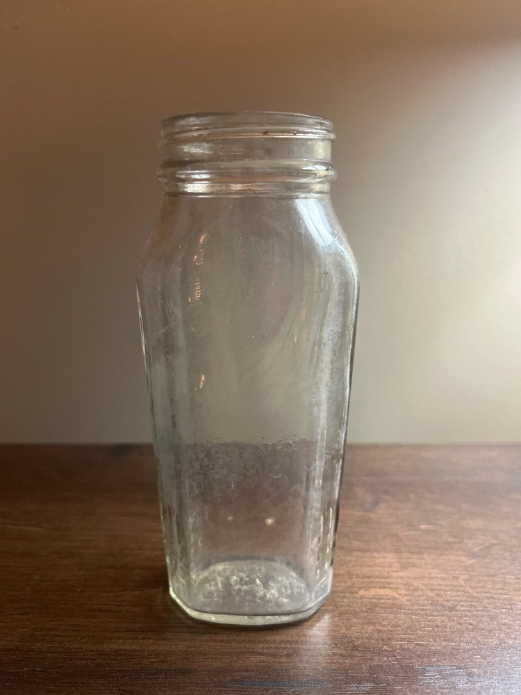 vintage clear glass bottle/jar