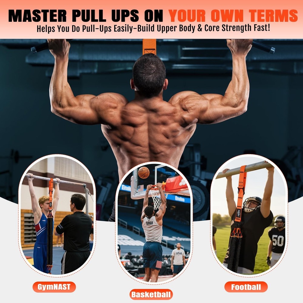 Pull Up Bands, Heavy Duty Resistance Bands with Handle, Workout Ban... Fast Ship