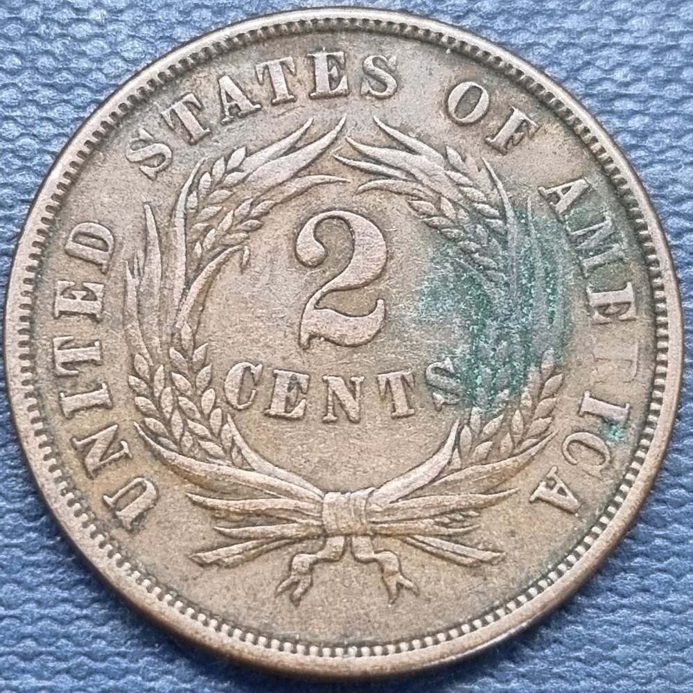1865 Two Cent Piece 2c XF - AU #99377