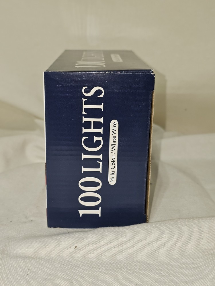 100 Holiday String to String Style Lights (White Wire; Red, Clear, Blue Bulbs)