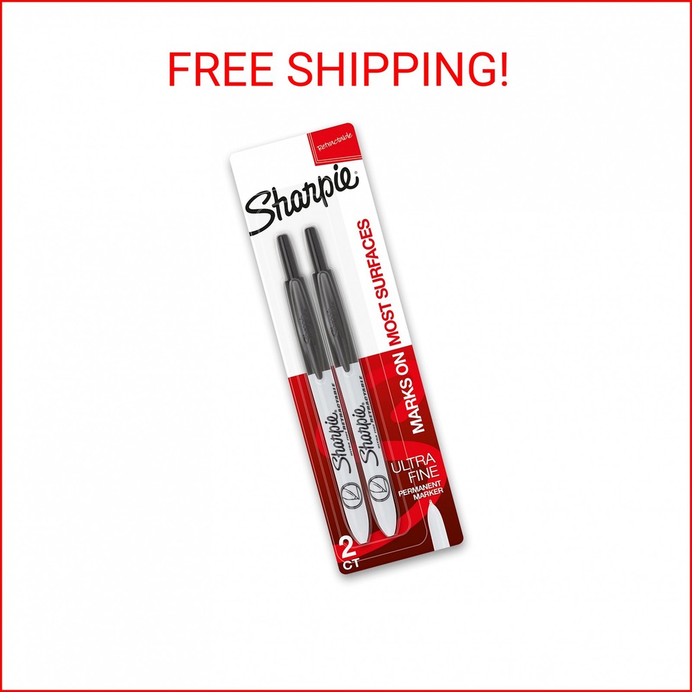 Sharpie Retractable Permanent Markers Ultra Fine Point Black 2 Count