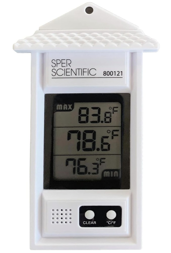 Sper Scientific Compact Digital Min/Max Thermometer 800121 - 1 Pack, White