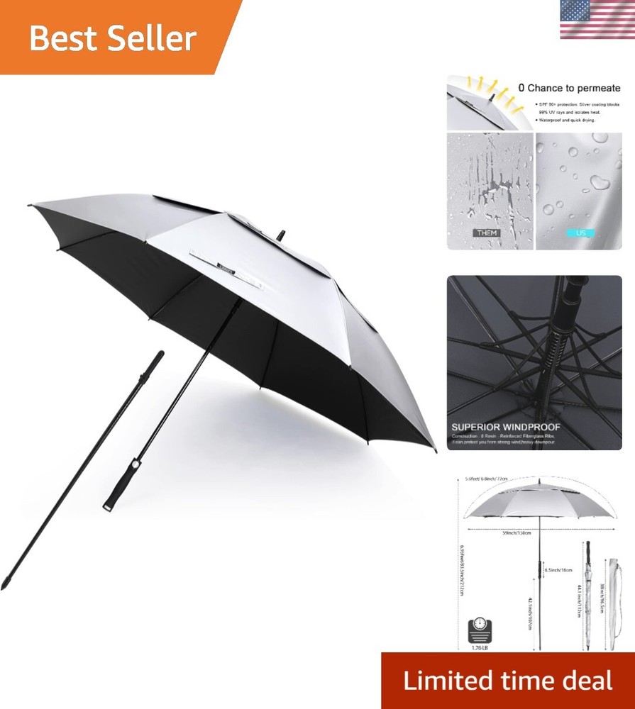 Oversized 68" Auto-Open Beach Umbrella with UPF 50+ Protection - Versatile Use