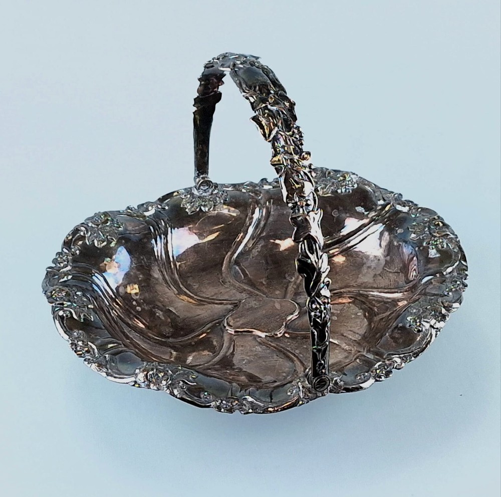 Antique Russian silver plated fruit bowl, 19thC