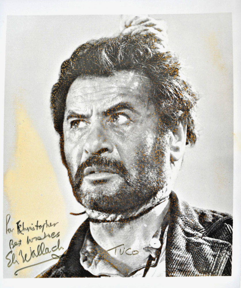 Eli Wallach: Genuine, handwritten, personalized, signed photo & post-it note.