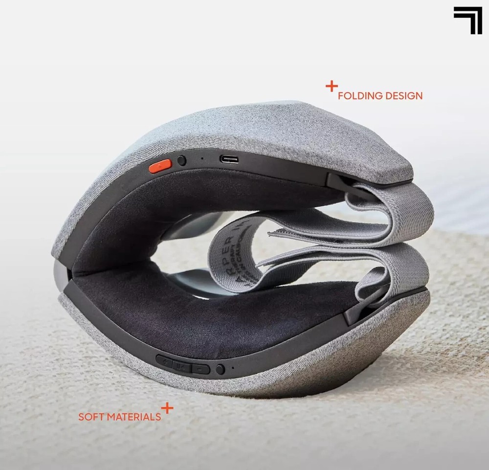 Sharper Image RealTouch Eye Mask Massager Hot & Cold + Bluetooth-Grey.