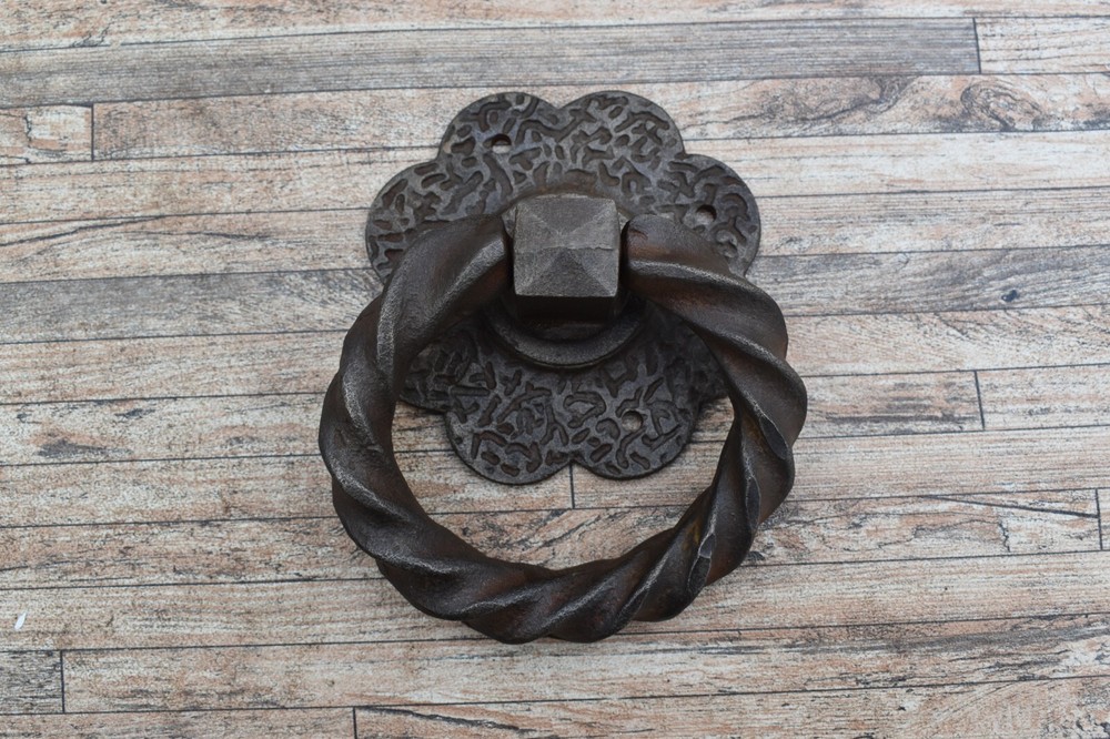 Vintage Style Cast Iron Flower Door Gate Knocker Pulls Drop Handle Home Decor