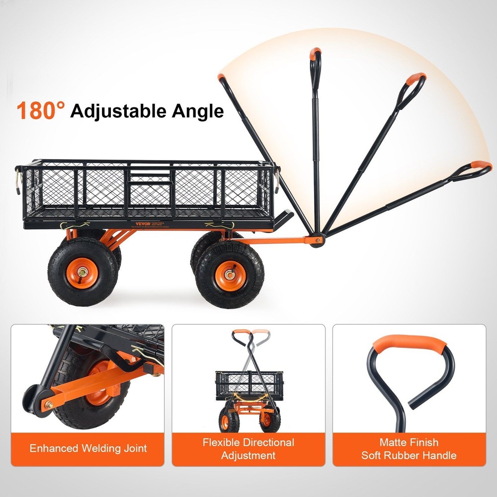 880lb Rugged Dump Cart with 10in Wheels and Multi-Scenario Adaptability