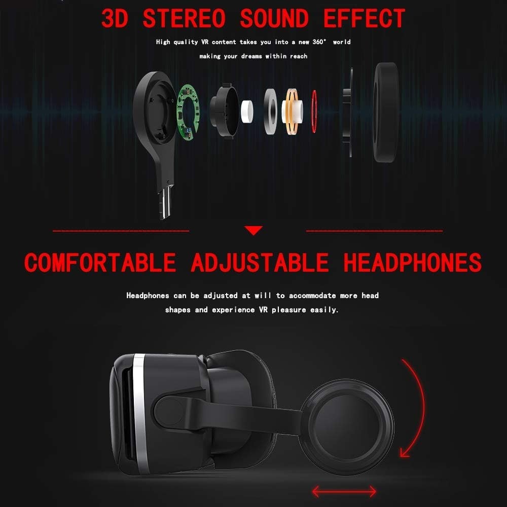 VR Headset with Remote Controller,HD 3D VR Glasses Virtual Reality Headset fo...