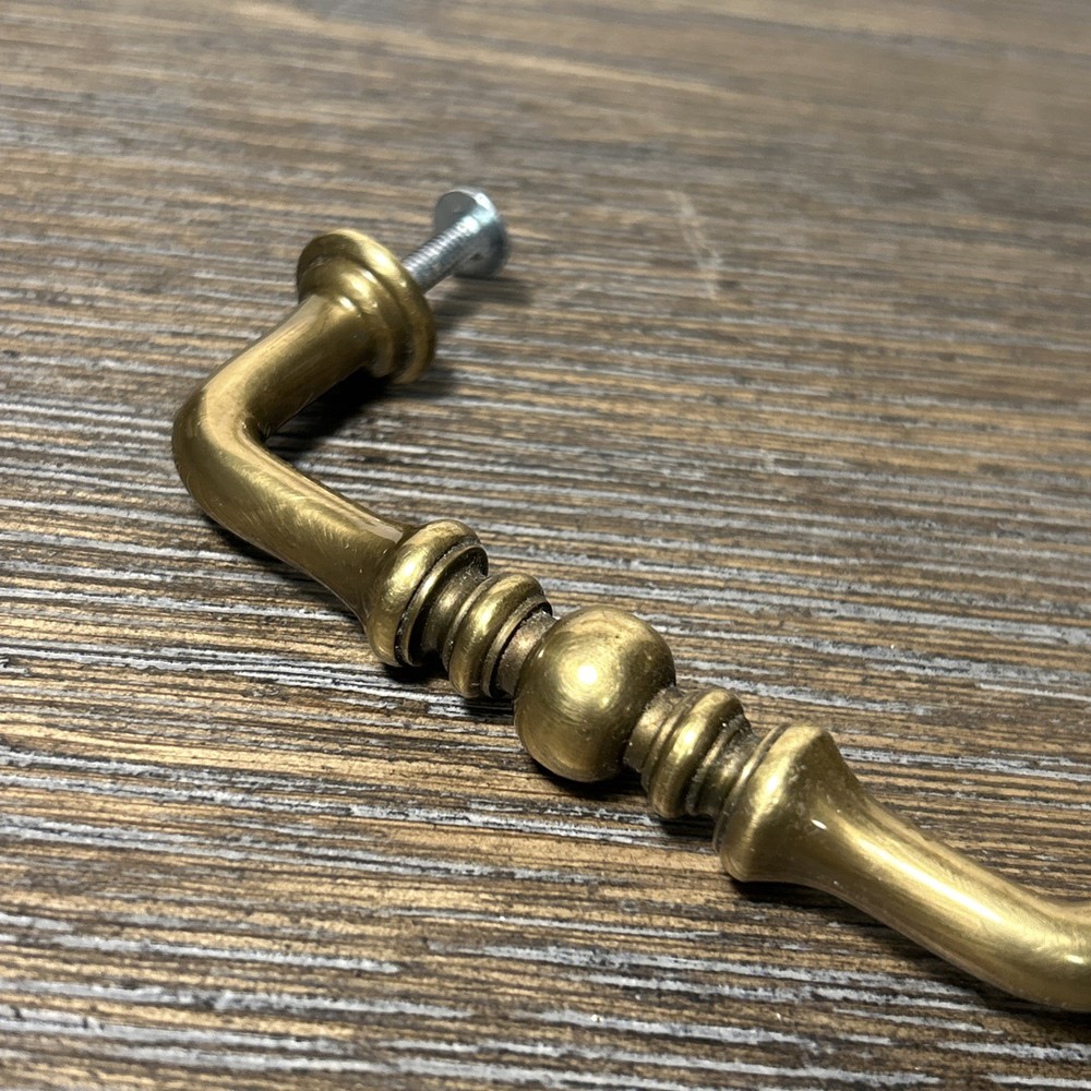 French Heritage Solid Brass Drawer Pull/Cabinet Handle 3 1/2” Projection 1 1/4”