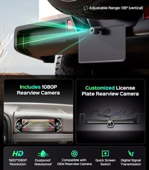 6.86" Single Din Touchscreen Car Radio Wireless CarPlay/Wired Android Auto,