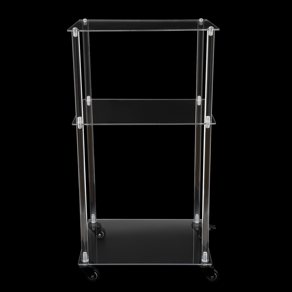 3-Tier Mobile Clear Acrylic Printer Stand Storage Shelf Printer Table on Wheel