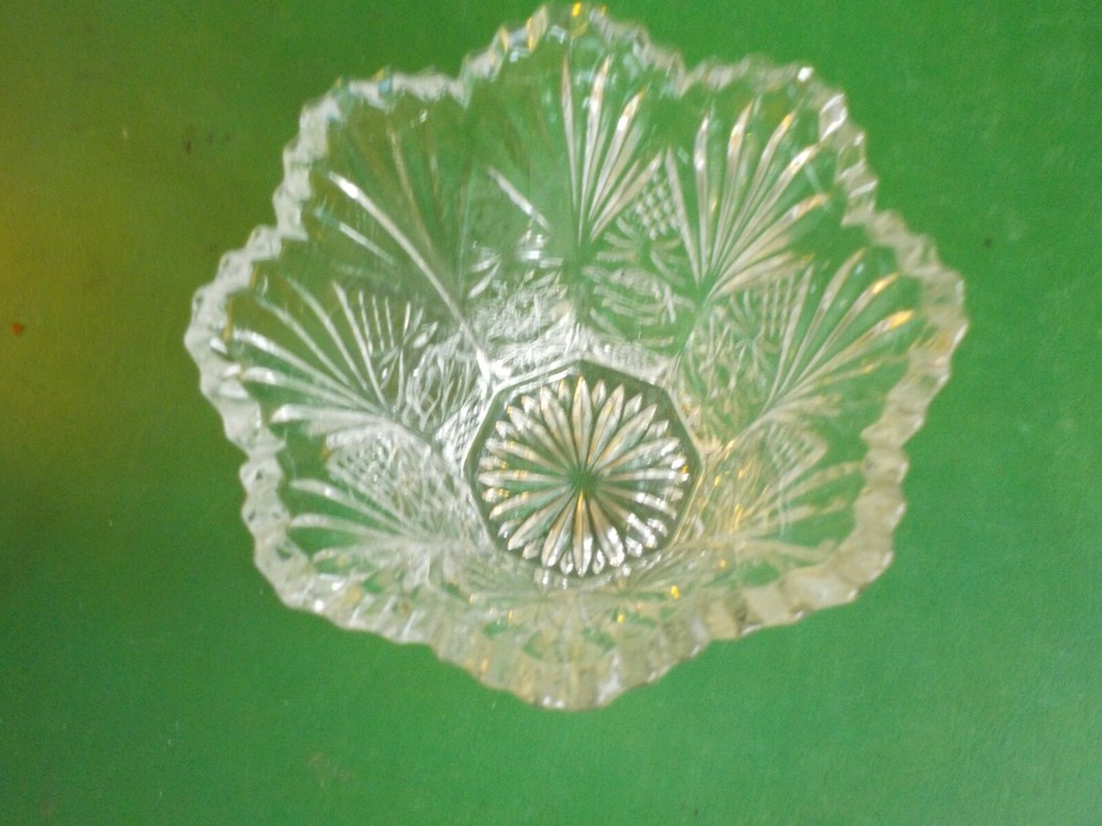 3.5" tall Cut Glass Vase / Candy Dish  (SR 1)