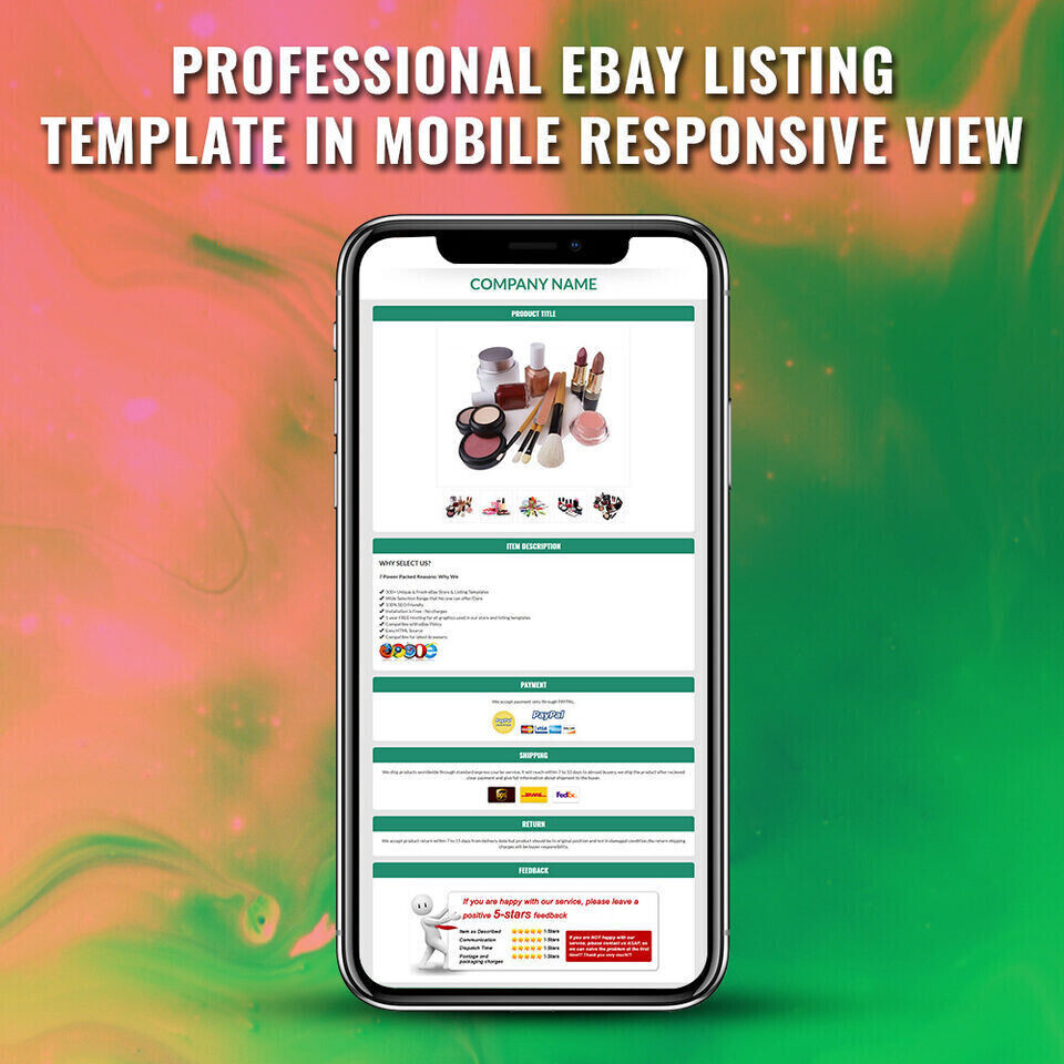 New eBay Mobile Responsive Template Auction Listing Professional HTTPS 2019