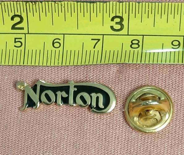 Vintage Norton Gold Tone Script Motorcycle Vest Jacket Pin