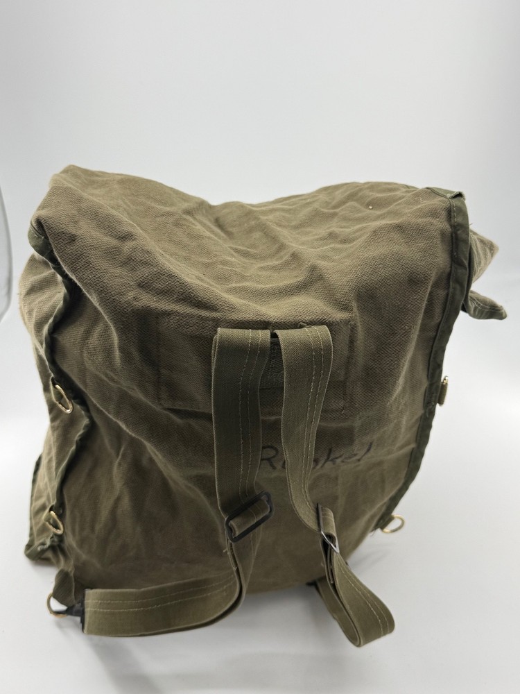 Vintage canvas army green backpack