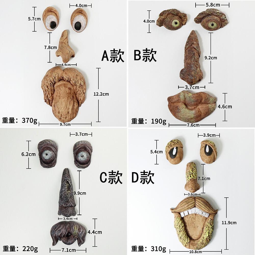 Tree Faces Decor Old Man Tree Hugger Bark Ghost Face for Halloween Easter Garden