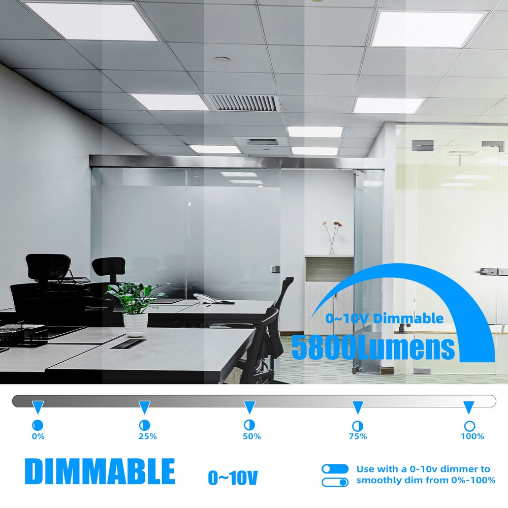 4Pack 2x2 LED Panel Light,5000K Daylight,Dimmable 0-10V Recessed Troffer Light