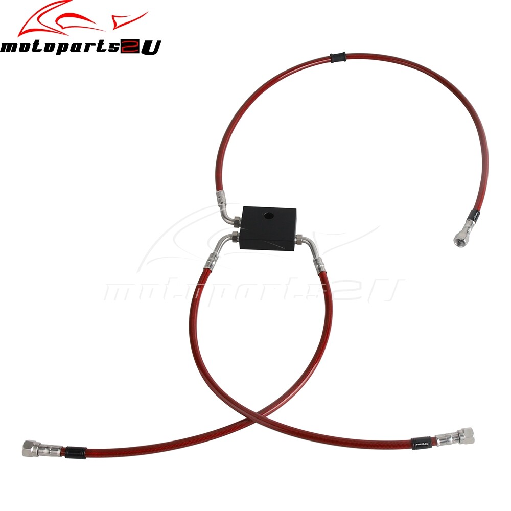 Front Upper Lower Complete Brake Line Kit Red Fit 2018+ Harley Softail Fat Bob