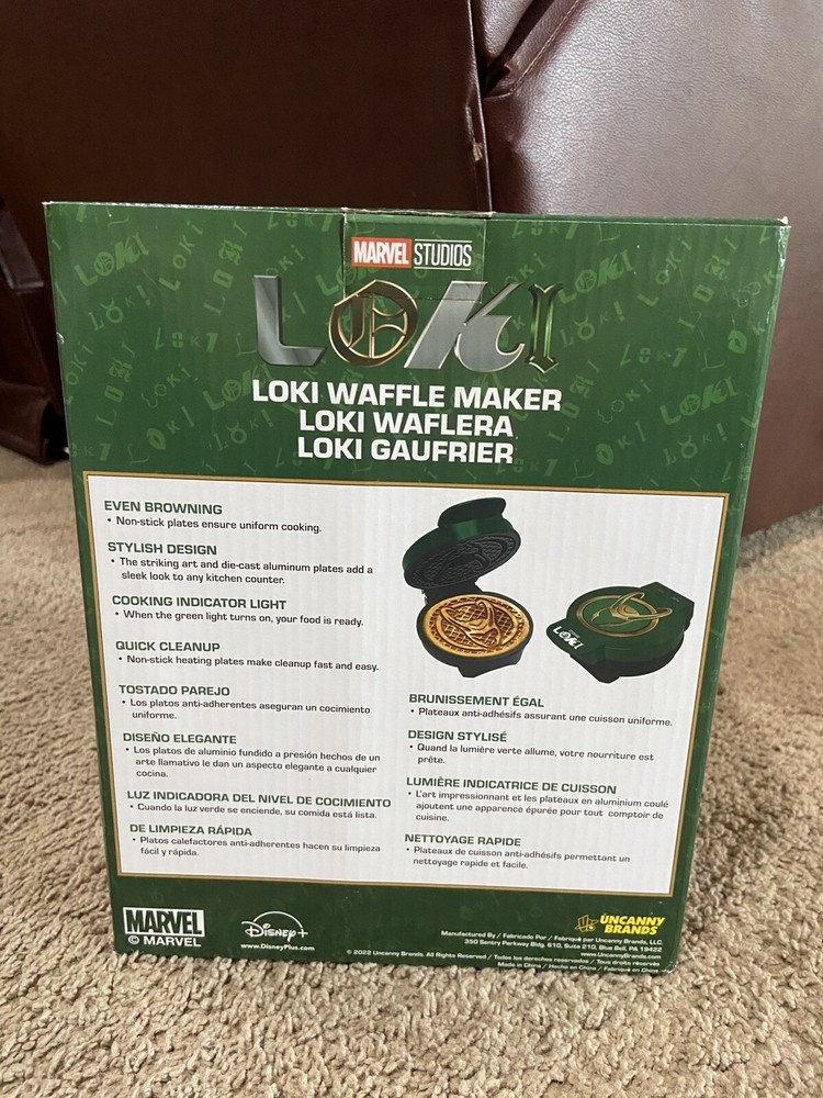 Uncanny Brands Marvel Studios Loki Waffle Maker Green Easy Clean In Box