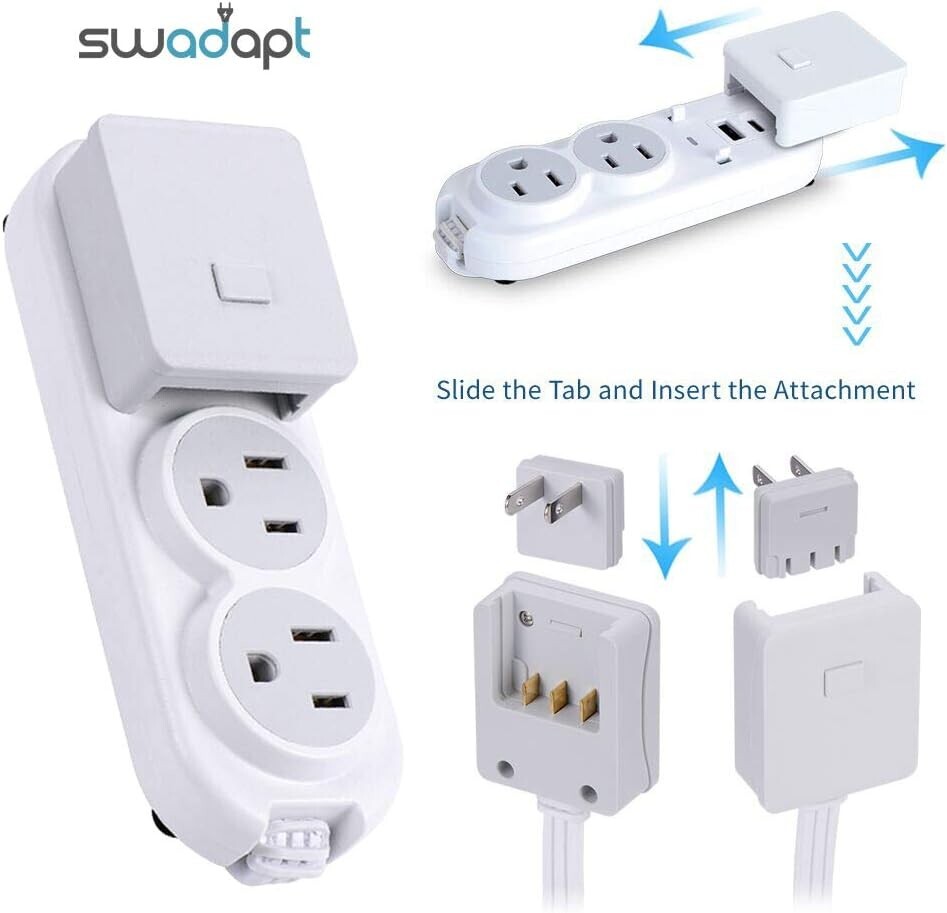 Ceptics Travel Power Strip - Small & Compact Surge Protector