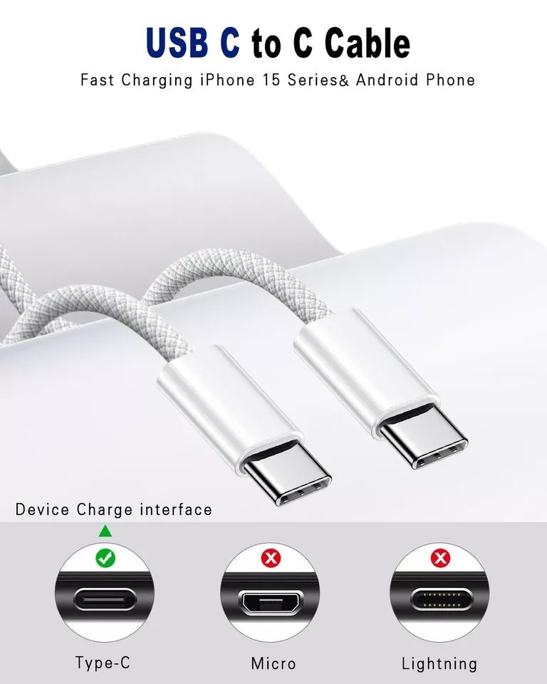 White Type-C / USB-C Fast Charging & Sync Cable