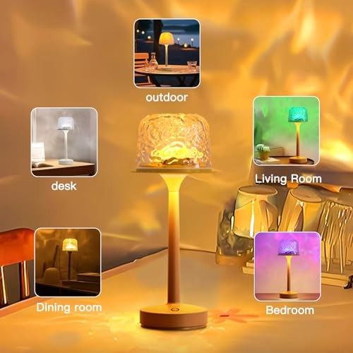 Ocean Wave Cordless Projector Light, USB Rechargeable Cordless Night Light