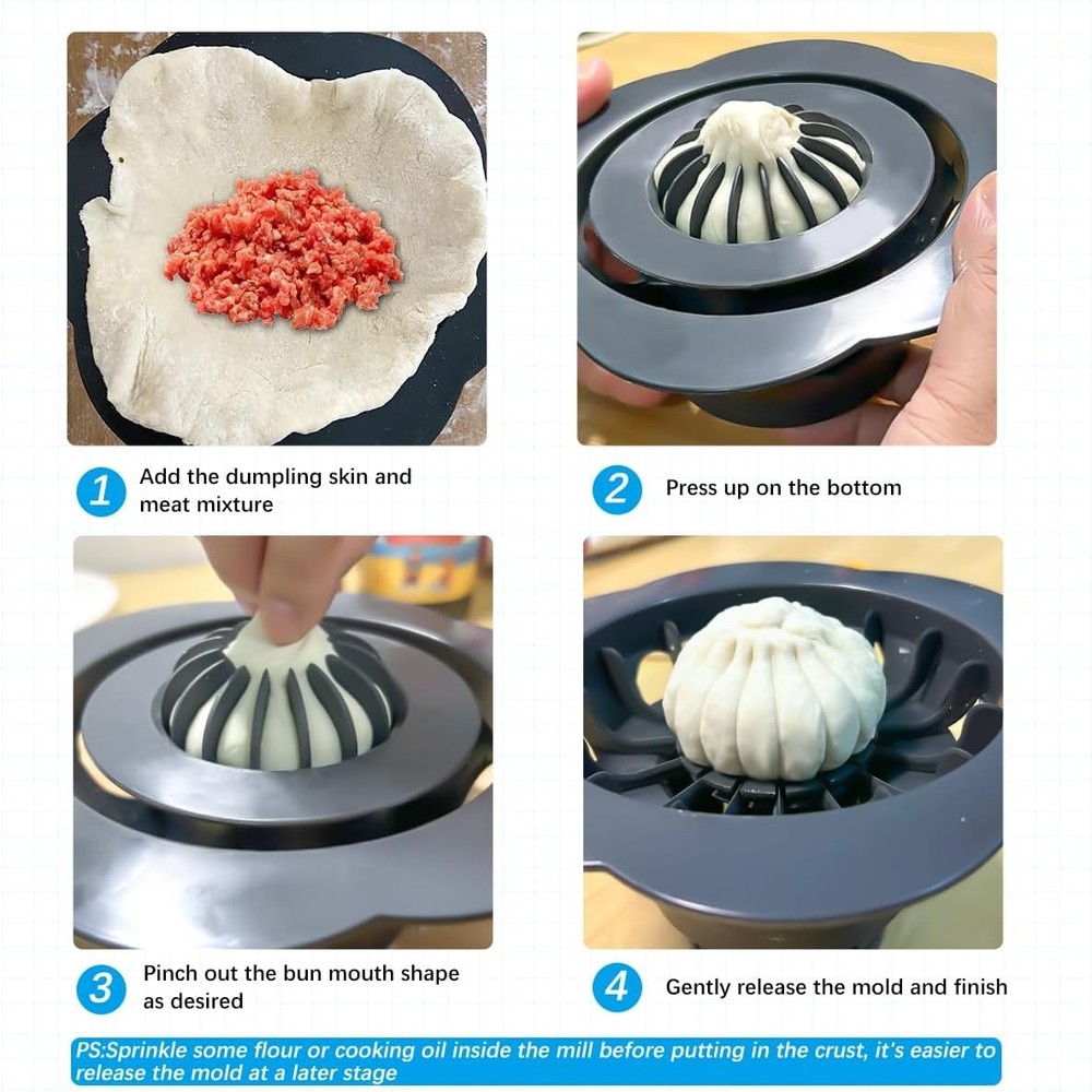 Baozi Maker Machine,6.57" Dumpling Momo Mold Plastic Kitchen Gray