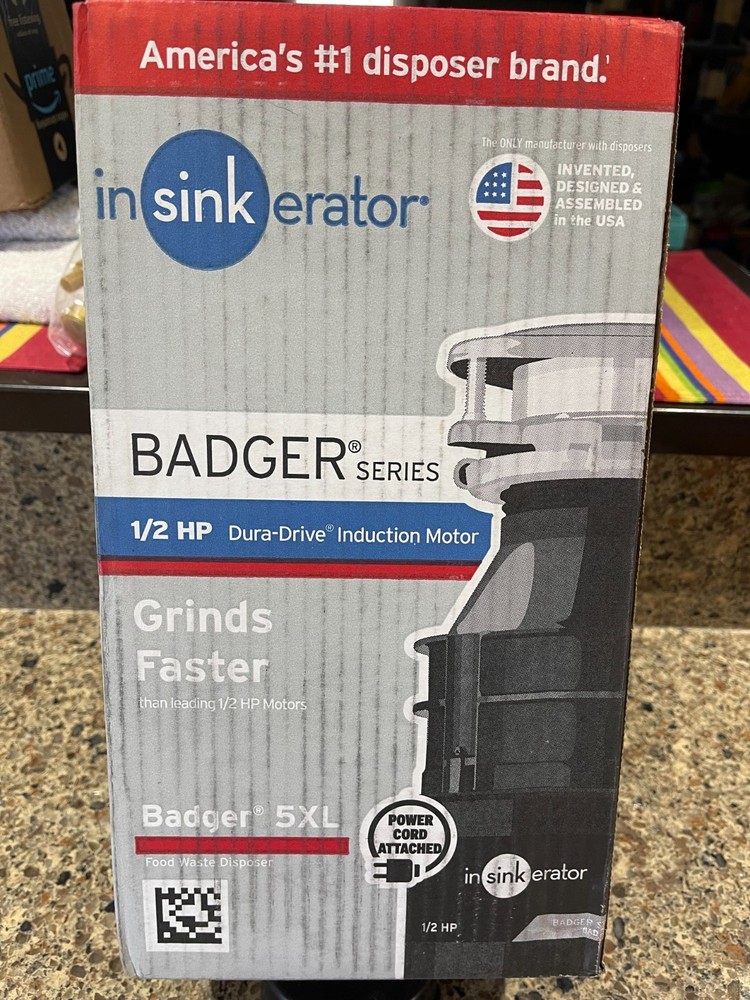 NEW! InSinkErator Badger 5XL Corded 1/2-HP Continuous Feed Garbage Disposal