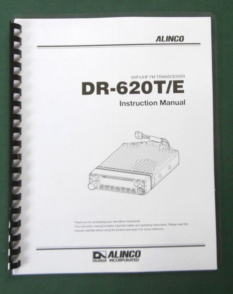 Alinco DR-620T/E Instruction Manual: Comb bound & Protective Plastic covers