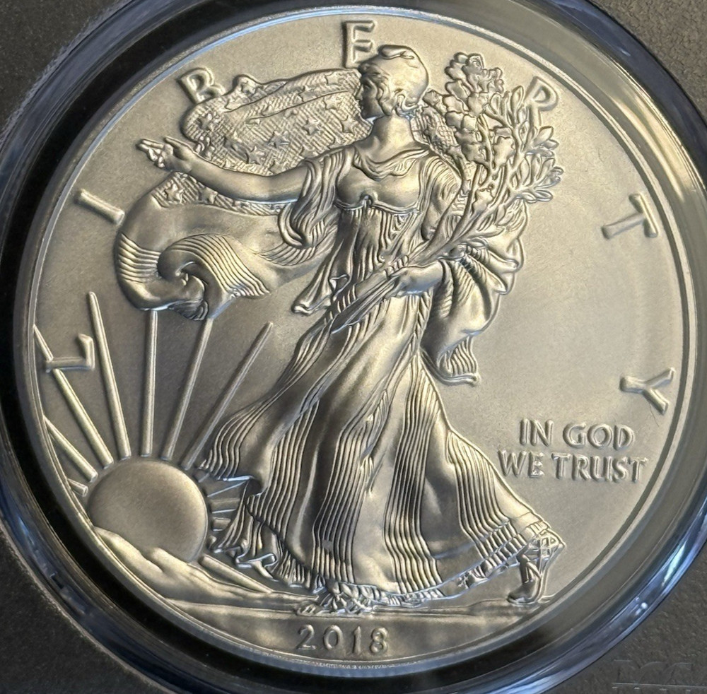 2018 Silver Eagle PCGS MS70 FIRST STRIKE (Flag Label)