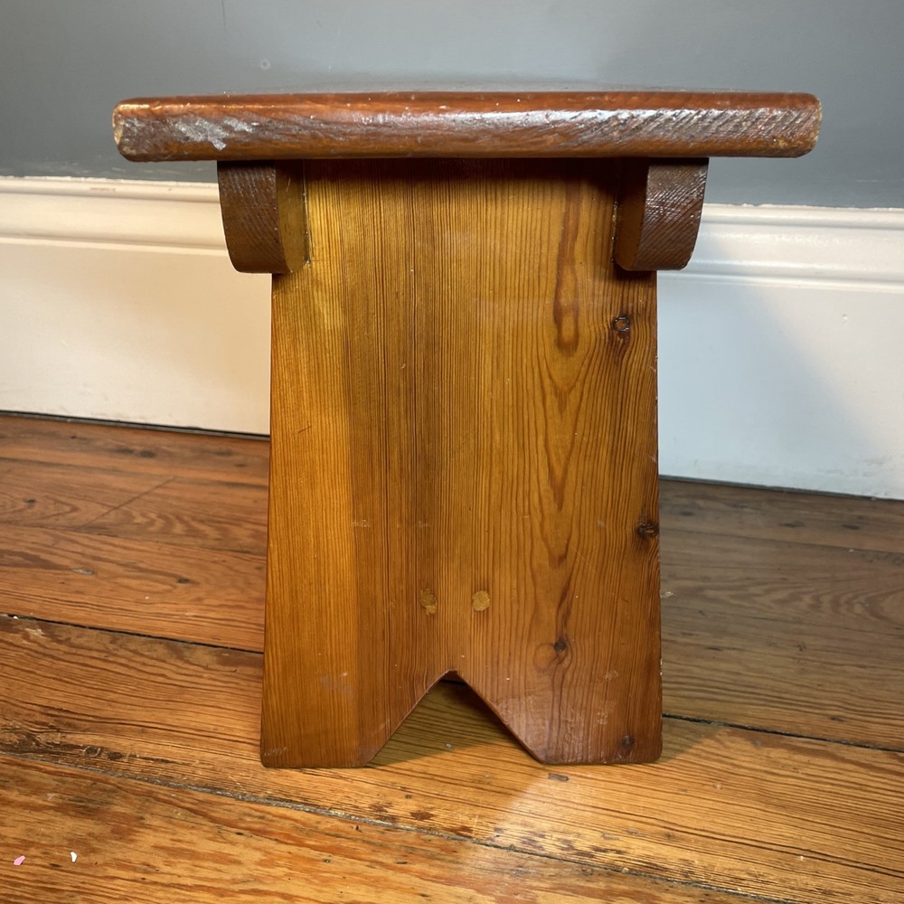 Vintage Rustic Country Cottage Old low Stool Bench