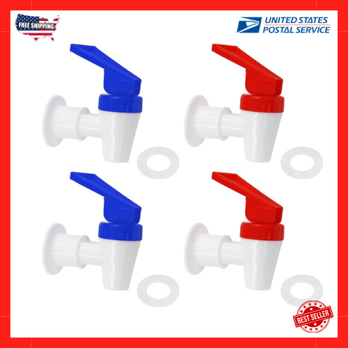 4Pcs Replacement Cooler Faucet, 2 Red and 2 Blue Internal Thread Plastic Spigot